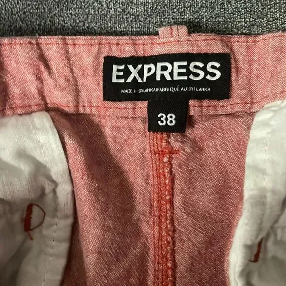 Express Linen Blend Shorts Red Men's Size 38 - Picture 5 of 9
